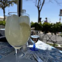 Limoncello spritz on the patio  at Mediterraneo in Positano