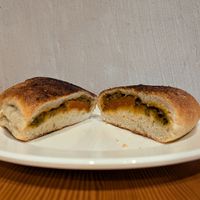 Pep-Pep Stuffed Bun from Secret Pizza Society at Carnelian Coffee in Portland