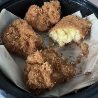 Mac and Cheese Balls. also tasty and cheesy, but if you’re sensitive to oil/deep fried foods, i’d recommend to eat less or not eat any of them.  at Vegano Italiano - Food Truck in Ann Arbor