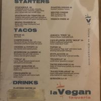 Menu   at La Vegan Taqueria in Tulum