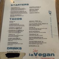 Menu  at La Vegan Taqueria in Tulum