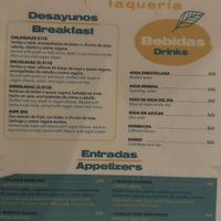 Menu  at La Vegan Taqueria in Tulum