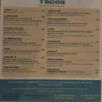 Menu   at La Vegan Taqueria in Tulum