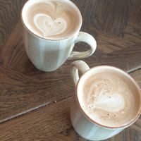 Cafe late with oat milk at Bröd & Salt - Skeppsbron in Stockholm