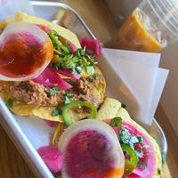 Vegan breakfast tostadas. So yum. I took the vegan egg off bc it's not my thing but flavors on the rest were epic. Great brekky. at LuluBelle's Coffee House and Bakery in Running Springs