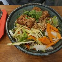 Glassnoodle bowl with spring rolls at Asian Street Food in Hamburg