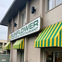 front of restaurant but entry on the right side  at Sunflower Vegetarian Restaurant in Vienna