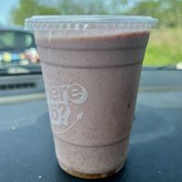 Strawberry shortcake shake (were out of whipped cream)  at Moonburger in Kingston