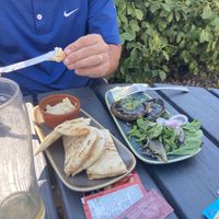 Some vegan sides: Roast mushroom, hummus and pitta   at William the Conqueror in Rye Harbour
