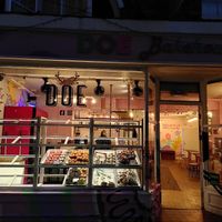 Outside of the shop at night (October 2022) at Doe Bakehouse - City Centre in York