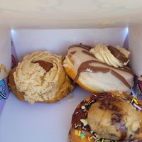 On the left - vegan coffee caramel and the foreground is vegan cookie dough at Doe Bakehouse - City Centre in York