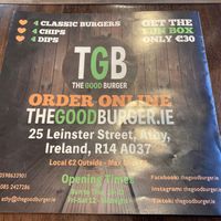 Front of the menu at The Good Burger in Athy