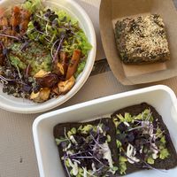 One of the bowls, the spinach pie and avocado bread   at City Bliss in Athens