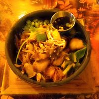 Wild mushroom and tofu donburi with soya sauce dip at Michael Wan's Wok Inn in Blackpool