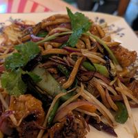 Mock chicken yaki soba at Michael Wan's Wok Inn in Blackpool