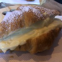 Croissant stuffed with vanilla custard   at Amarama Vegan in Sao Paulo