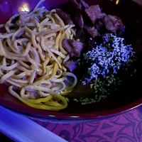 Vegan fillet strips with noodles and curry sauce  at Europa Park - Bamboe Baai in Rust