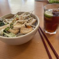 Vegan noodle soup (€9.90) and home-made Thai tea (€3.50)  at Chada Thai - Thai Nuddelsuppe in Freiburg