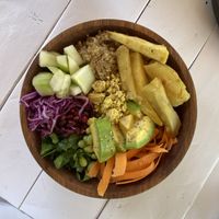 Vegan salad with peanut dressing  at Green Bean in Kampala