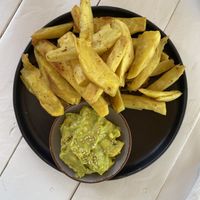 Sweet potato fries with avocado   at Green Bean in Kampala