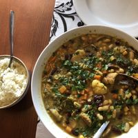 Vegan feijoada and rice  at Caldeiras & Vulcoes in Sao Miguel