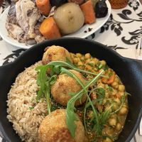 My boyfriend had the Cozido with meat, the dish in the back.  at Caldeiras & Vulcoes in Sao Miguel