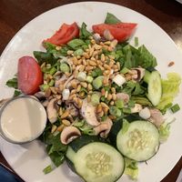Pine nut salad with uncooked mushrooms  at Aladdin's Natural Eatery in Rochester