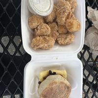 Breakfast sandwich and nuggets with cashew ranch  at Plant City X in Warwick
