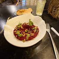 Beetroot houmous at La María in Campeche