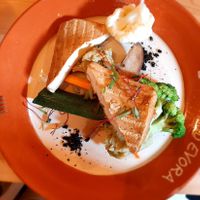 Tofu with asparagus migas at A Bruxa D'Évora in Evora