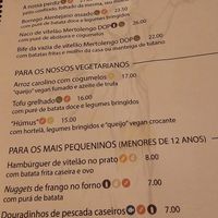 Some of the veggie options on the menu, but there are more. at A Bruxa D'Évora in Evora