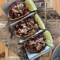 Beet tacos with cashew cheesee  at A Bruxa D'Évora in Evora