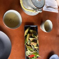 Jasmine tea 🍵 and garlic cucumber 🥒   at LuLu Shanghai Delicacy & Sake Bar in North London