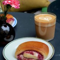 Raspberry pastry at Broder Jakobs Stenugnsbageri in Lund