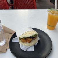 Arepa with juicee  at Avanti in Boulder