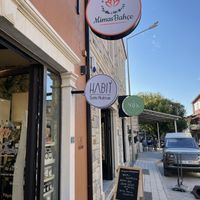 Outdoor sign at Mimas Bahçe in Urla