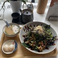 Miso soup and tofu poke  at LiuLiu in Vienna