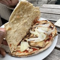 Pita with onions and mushroom  at Fladerei in Vienna