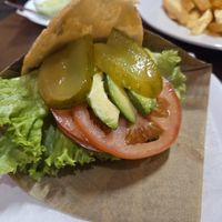 Arepa with black beans, avo, lettuce, tomato and pickles at Vene Canarias in Tenerife