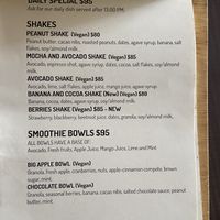 Menu smoothies   at Aguacate Veggie Bar in San Cristobal De Las Casas