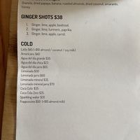 Menu drinks   at Aguacate Veggie Bar in San Cristobal De Las Casas