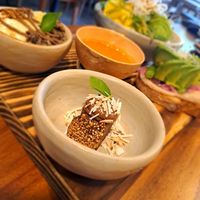 Vegan Brownie and Carrot Ginger Shot at Aguacate Veggie Bar in San Cristobal De Las Casas