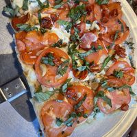 The margarita vegan Chicago style pie  at TNT Pizza in San Diego