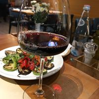 Red wine (Delicious and vegan) at The Rooms Restaurant in Tirana