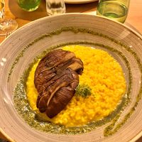 Gold - Saffron risotto with Portobello steak & mince pesto at LammButtRind in Alt Duvenstedt