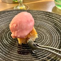 Rosé - Lime sorbet with hibiscus & babá au rhum
 at LammButtRind in Alt Duvenstedt
