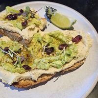 Tostado hummus & aguacate at Surry Hills Coffee in Mallorca
