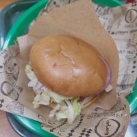 Beyond meat burger at Wrapipans Bar in Madrid