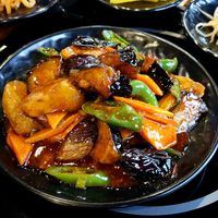 fried eggplant stir-fry 가지볶음 at Haeolbin Deopbap - 하얼빈덮밥 in Seoul