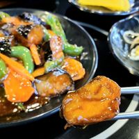fried eggplant stir-fry - close-up of eggplant at Haeolbin Deopbap - 하얼빈덮밥 in Seoul